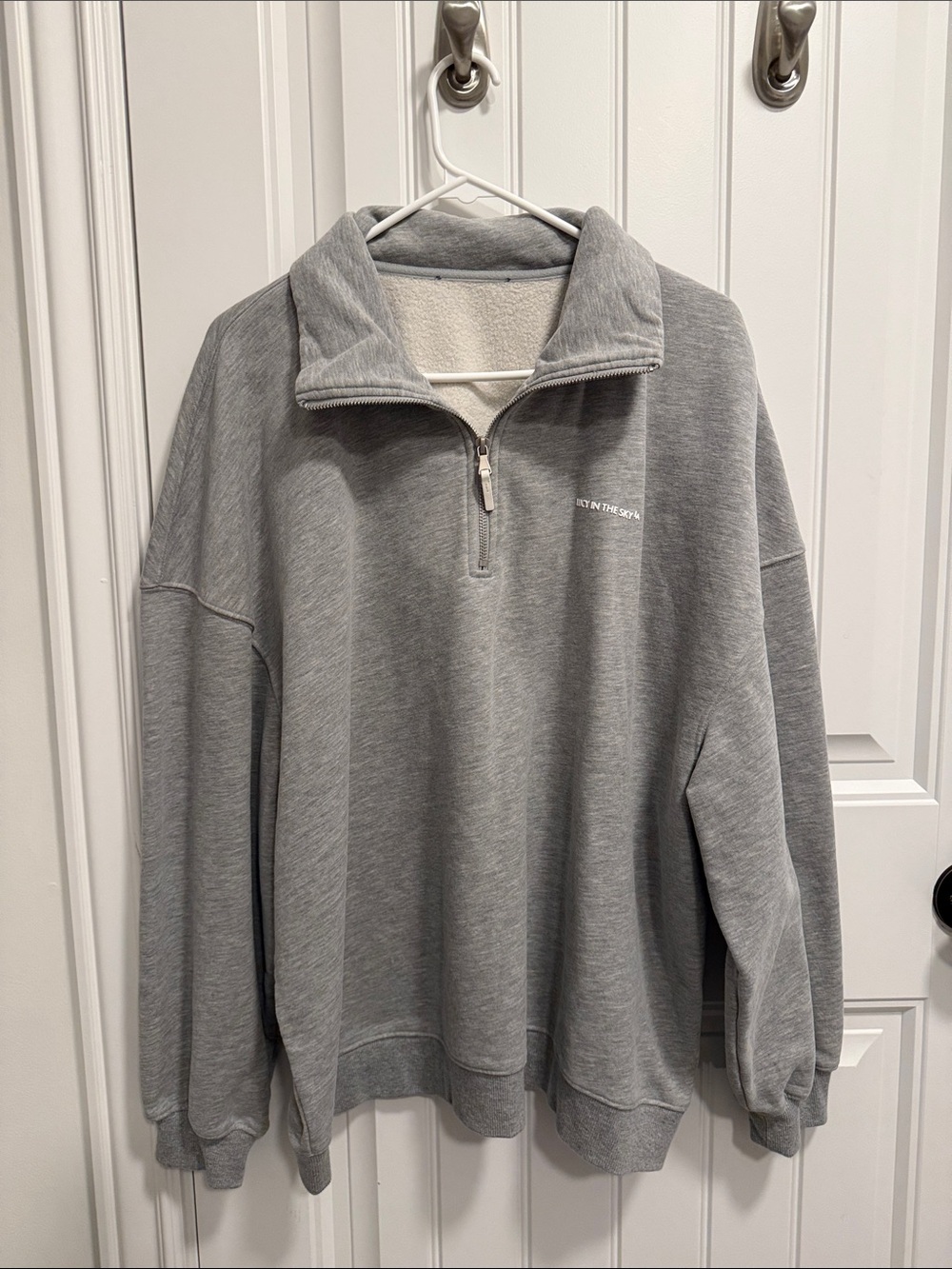 Lucy in the Sky Gray Quarter-Zip Fleece Pullover Sweater